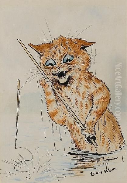 Lost Fish Oil Painting by Louis Wain