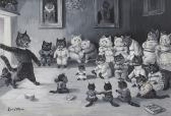 The Ghost Story Oil Painting by Louis Wain