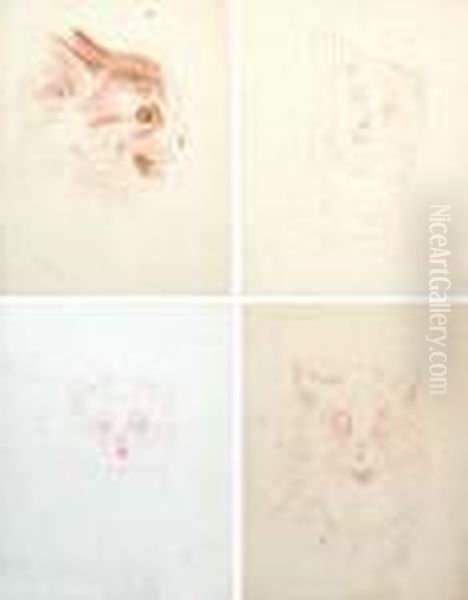 Four Studies Of Cats In One Frame Oil Painting by Louis Wain