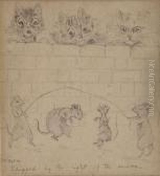 Skipped By The Light Of The Moon Oil Painting by Louis Wain