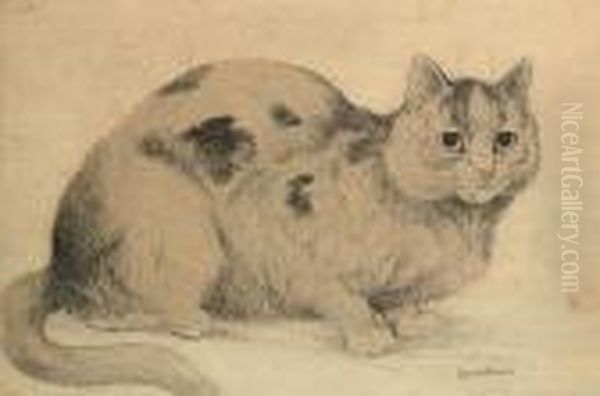 Fat Cat Oil Painting by Louis Wain