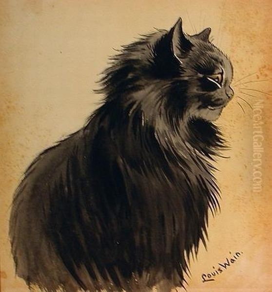 Profile Of A Cat Oil Painting by Louis Wain
