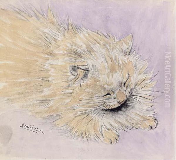 Cat Sleeping Oil Painting by Louis Wain