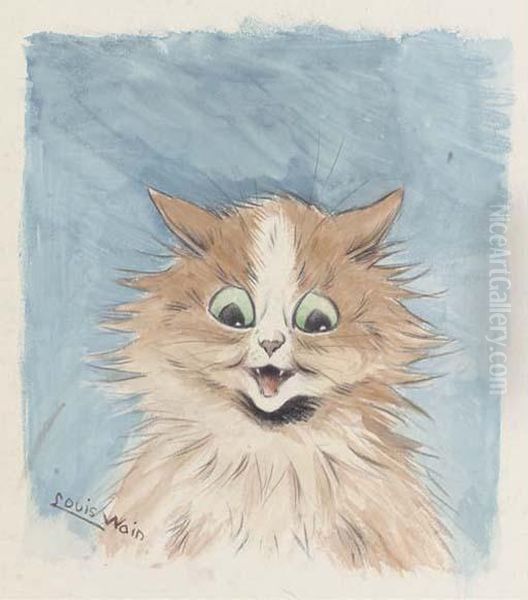 Mad-eyed Orange Cat Oil Painting by Louis Wain