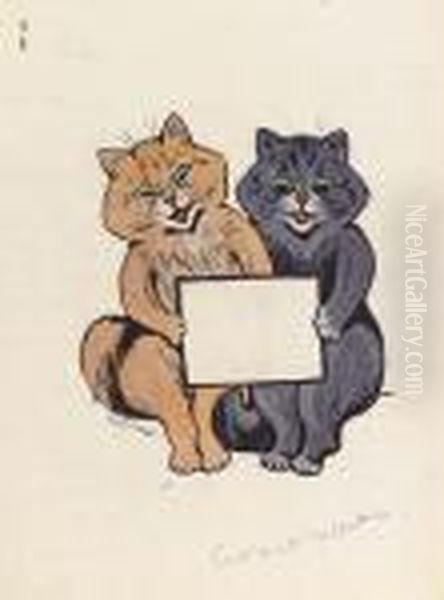 A Design For A Calendar: Happy Cats Oil Painting by Louis Wain