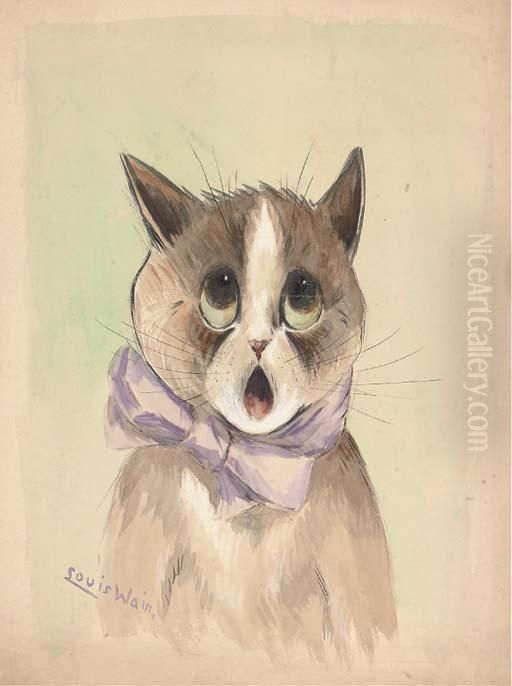 The Carol Singer Cat Oil Painting by Louis Wain