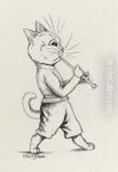 The Trumpeting Cat Oil Painting by Louis Wain