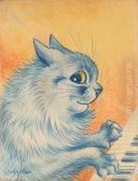 The Pianist Oil Painting by Louis Wain