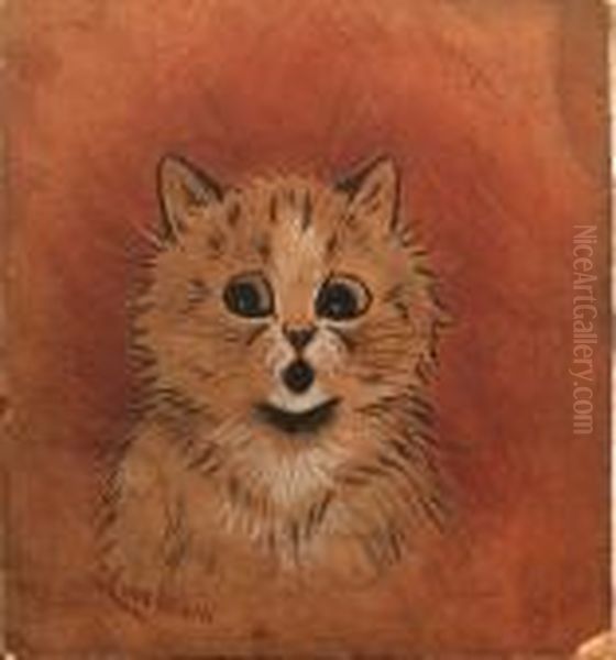 Oooh - What A Shock ! Oil Painting by Louis Wain