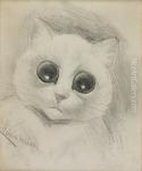 Starry Eyed Cat Oil Painting by Louis Wain