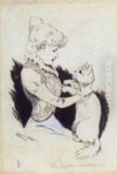 She Kept Kissing Me (#) Cat Shovelling Coal Oil Painting by Louis Wain