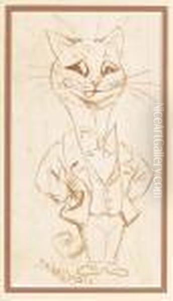 Gentleman Cat Oil Painting by Louis Wain