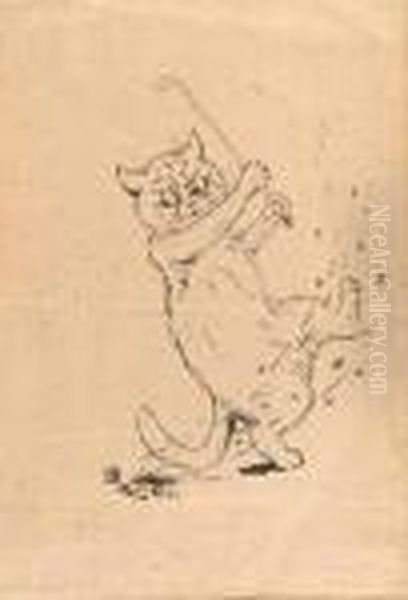 Missed Oil Painting by Louis Wain