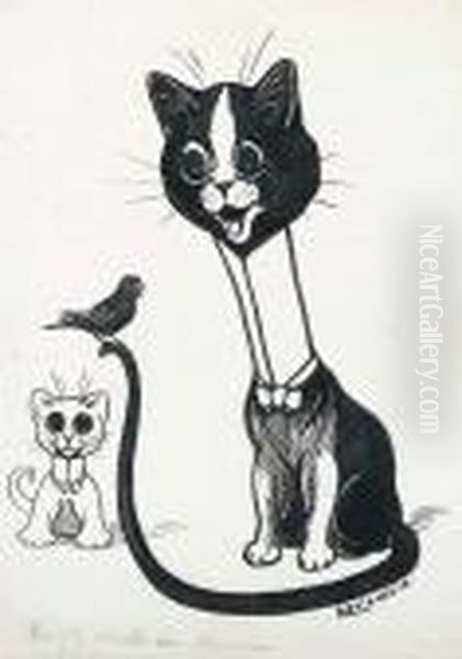 Vanity Spoils His Chance Oil Painting by Louis Wain