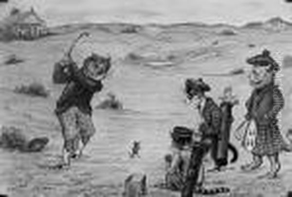 The Drive; And The Approach Oil Painting by Louis Wain