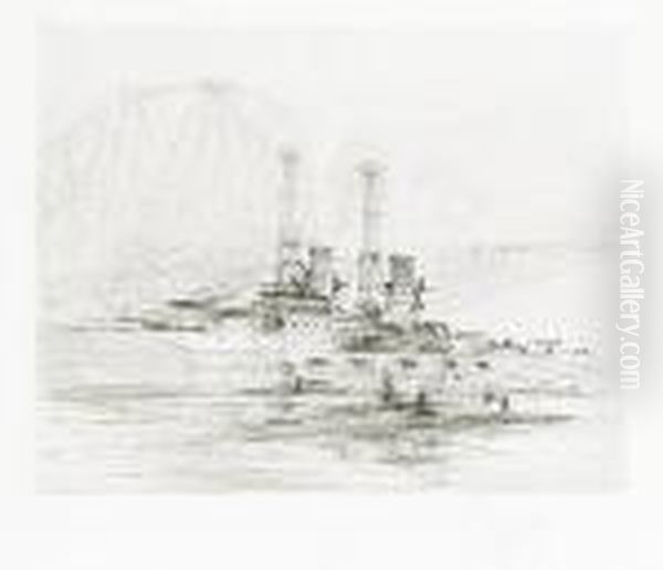 The American Ship Delaware, Lying The Firth Of Forth, Scotland Oil Painting by William Walcot