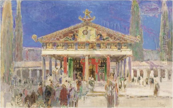 At The Archaic Temple Of Apollo At Thermos Oil Painting by William Walcot