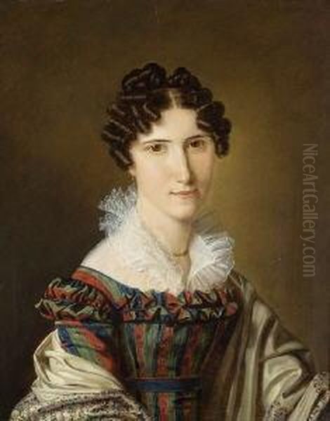 Bildnis Einer Dame (freifrau Von
 Circo?). Oil Painting by Ferdinand Georg Waldmuller