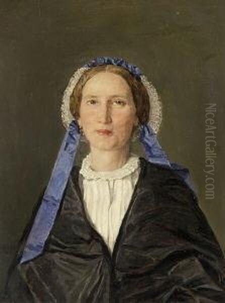 Bildnis Einer Dame In Schwarzer
 Mantille Oil Painting by Ferdinand Georg Waldmuller