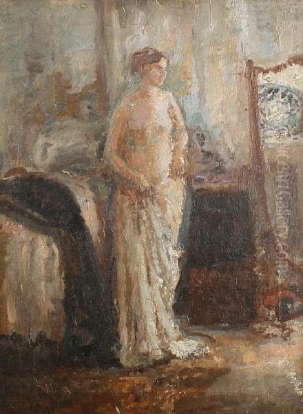 Contre Jour - Woman Dressing Oil Painting by Ethel, Dame Walker