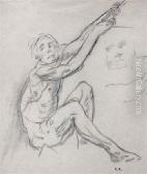 Sketch Of A Male Nude Figure Oil Painting by Ethel, Dame Walker