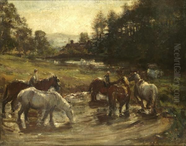 Riding Through The River Oil Painting by Ethel, Dame Walker
