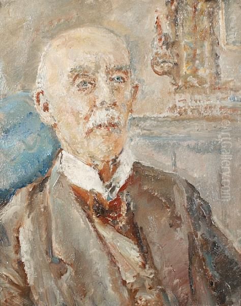 Portrait Of An Old Man With Red Tie Oil Painting by Ethel, Dame Walker