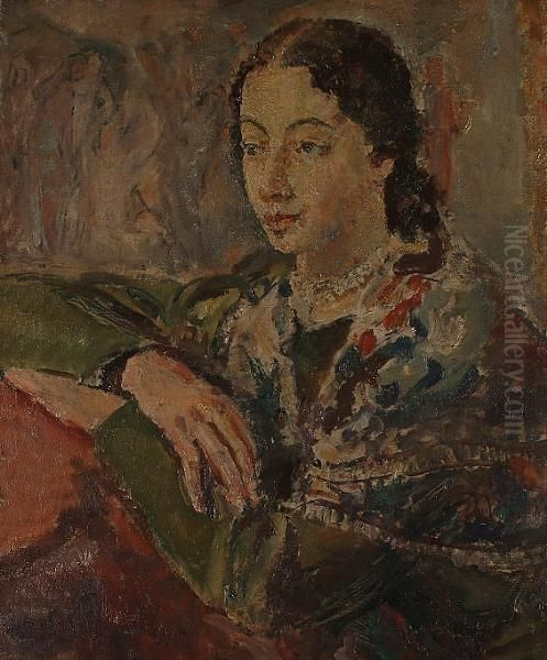 Portrait Of A Young Girl. Oil Painting by Ethel, Dame Walker