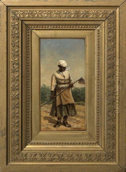 Female Cotton Picker Smoking A Pipe Oil Painting by William Aiken Walker