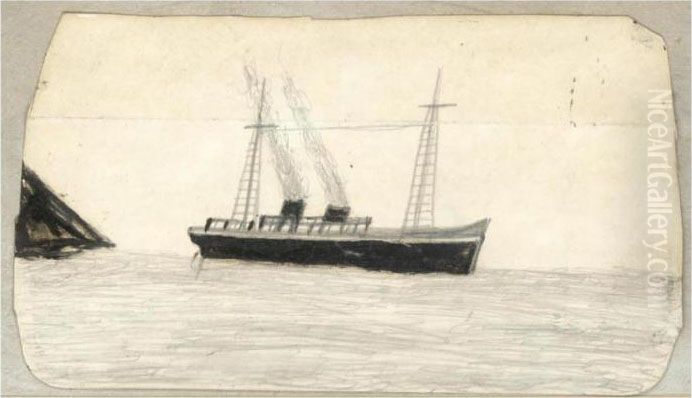 A Steamer Oil Painting by Alfred Wallis