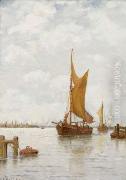 Voiliers Sortant Du Port Oil Painting by George Stanfield Walters