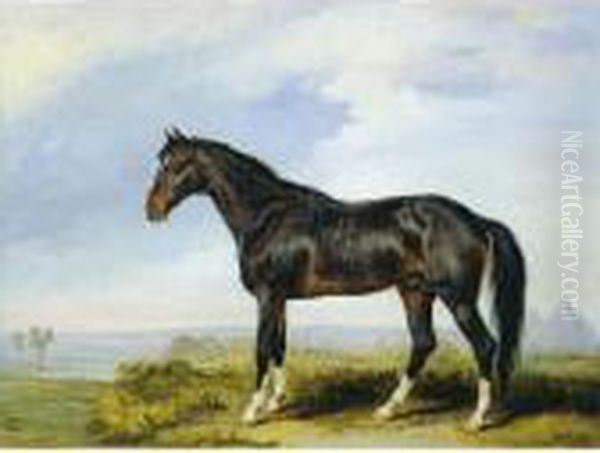 Dongola, An Arab Stallion 
Imported From Nubia, In A Desert Landscape With The Pyramids In The 
Background Oil Painting by James Ward