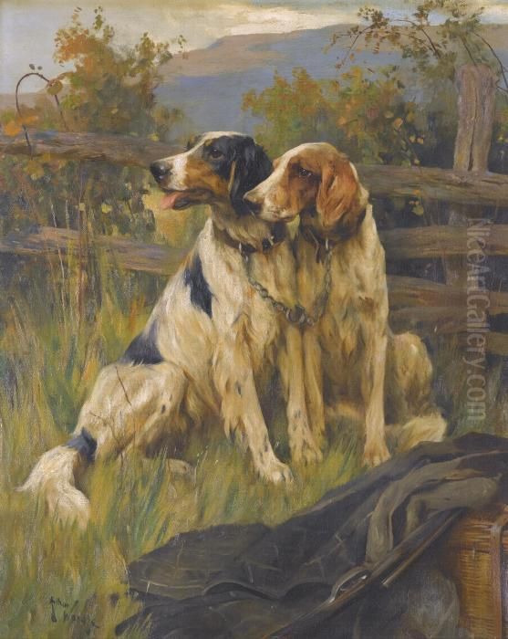 Gun Dogs Oil Painting by Arthur Wardle