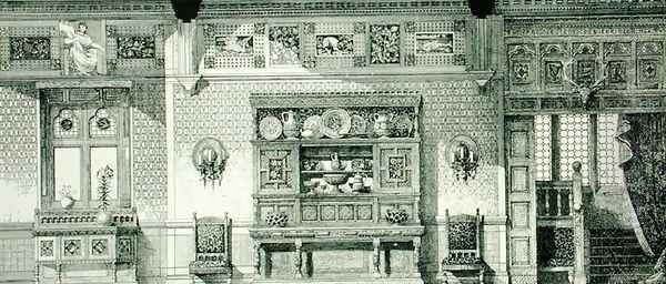 Side Elevation of a Dining Room, from Examples of Ancient and Modern Furniture, 1876 Oil Painting by Bruce James Talbert