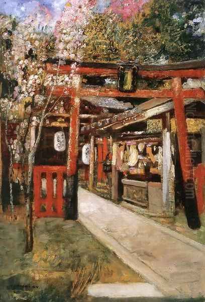 Entrance of a Church in Kyoto Oil Painting by Gyula Tornai