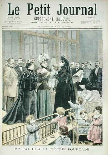 Madame Faure at the Fourcade Creche, from Le Petit Journal, 5th April 1896 Oil Painting by Oswaldo Tofani