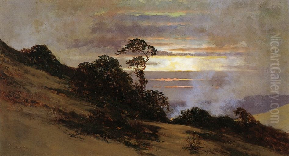 Nocturnal Landscape Oil Painting by Jules Tavernier