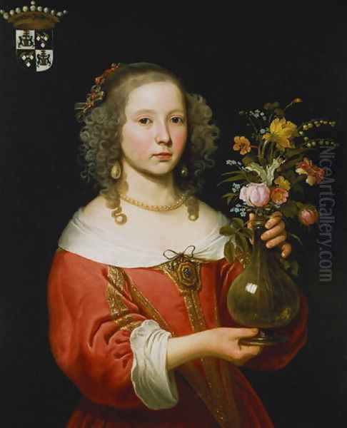 Portrait of a Young Girl Oil Painting by Abraham van den Tempel