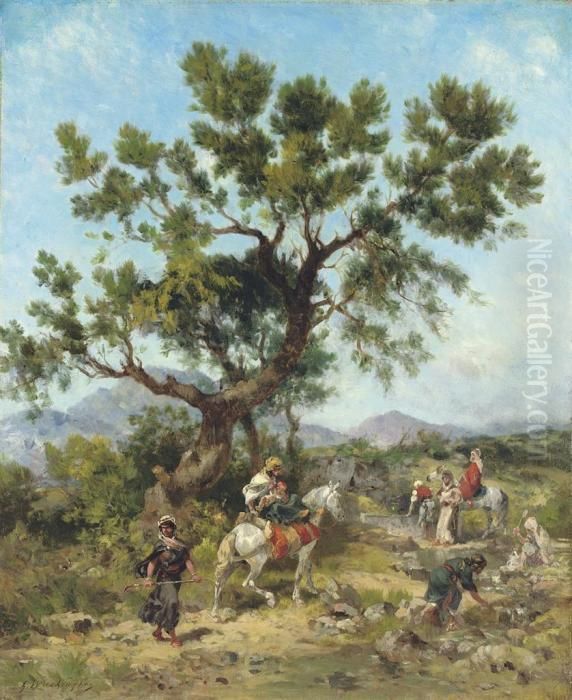 Warriors At Rest Oil Painting by Georges Washington