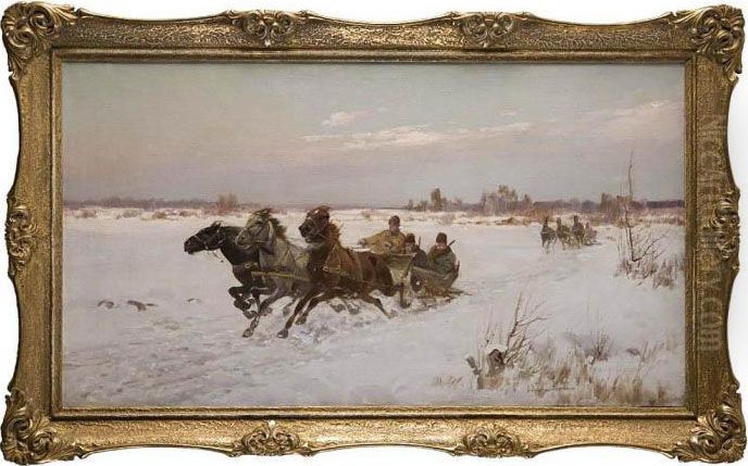 Na Polowanie Oil Painting by Ignacy (Czeslaw Wasilewski) Zygmuntowicz