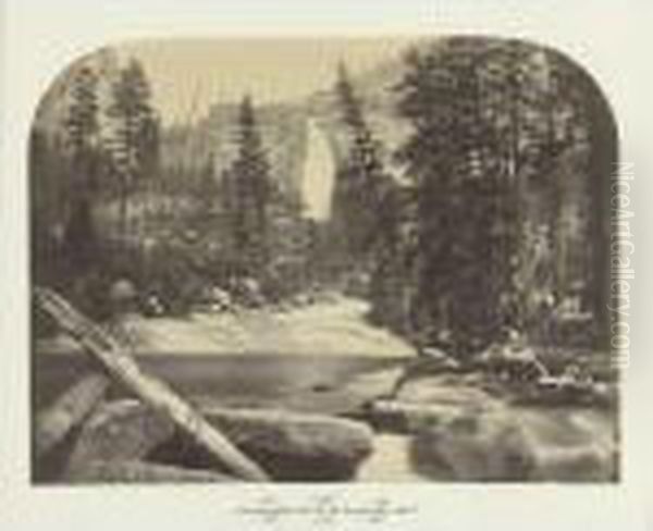 Nevada Fall, 700 Ft., Yo Semite. Cal. Oil Painting by Carleton Emmons Watkins