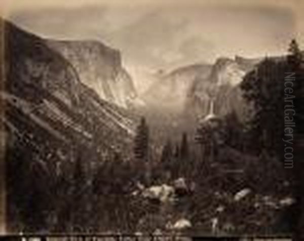 Yosemite Valley From Artist's Point Oil Painting by Carleton Emmons Watkins