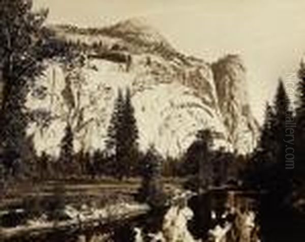 The North Dome And Royal Arches And Washington Column Oil Painting by Carleton Emmons Watkins