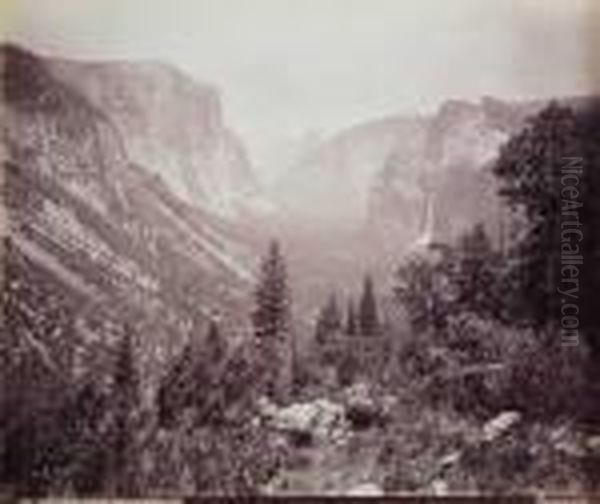 General View Of Yosemite Valley Oil Painting by Carleton Emmons Watkins