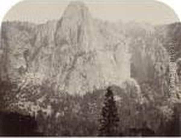 Sentinel (front View), 3270 Ft., Yosemite Oil Painting by Carleton Emmons Watkins