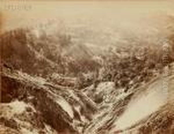 The Devil's Canyon Geysers Oil Painting by Carleton Emmons Watkins