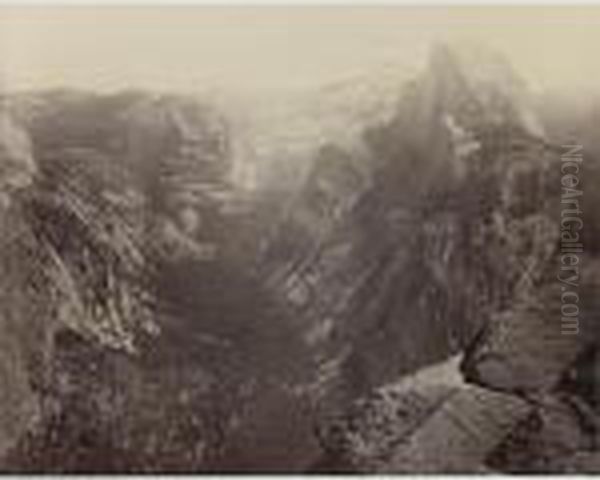 Half Dome From Glacier Pt., Yosemite Oil Painting by Carleton Emmons Watkins
