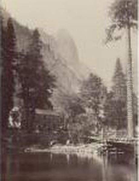 Hutchings Hotel, Yosemite Oil Painting by Carleton Emmons Watkins