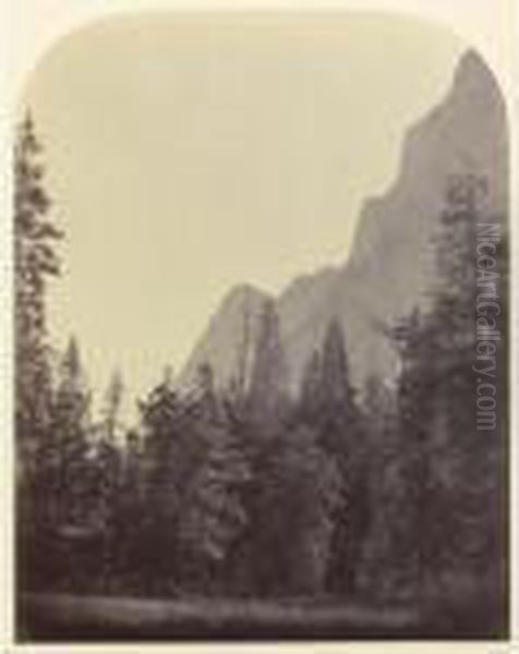 Outline View Of The Half Dome, 4967 Ft., Yosemite Oil Painting by Carleton Emmons Watkins