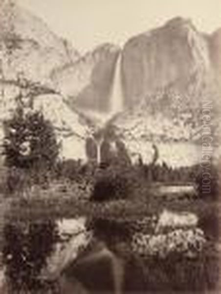 Yosemite Falls Oil Painting by Carleton Emmons Watkins